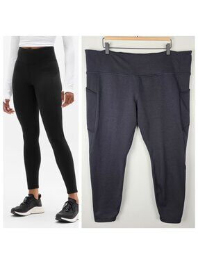 Athleta Altitude Edge Fleece Lined Stash High Rise Legging Black Size 2X